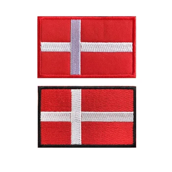 1PC dánskej Vlajky Dánsko Vyšívané Patch Háku & Slučky Alebo Železa Na Vyšívanie Velcros Odznak Handričkou Vojenské Morálne Prúžok